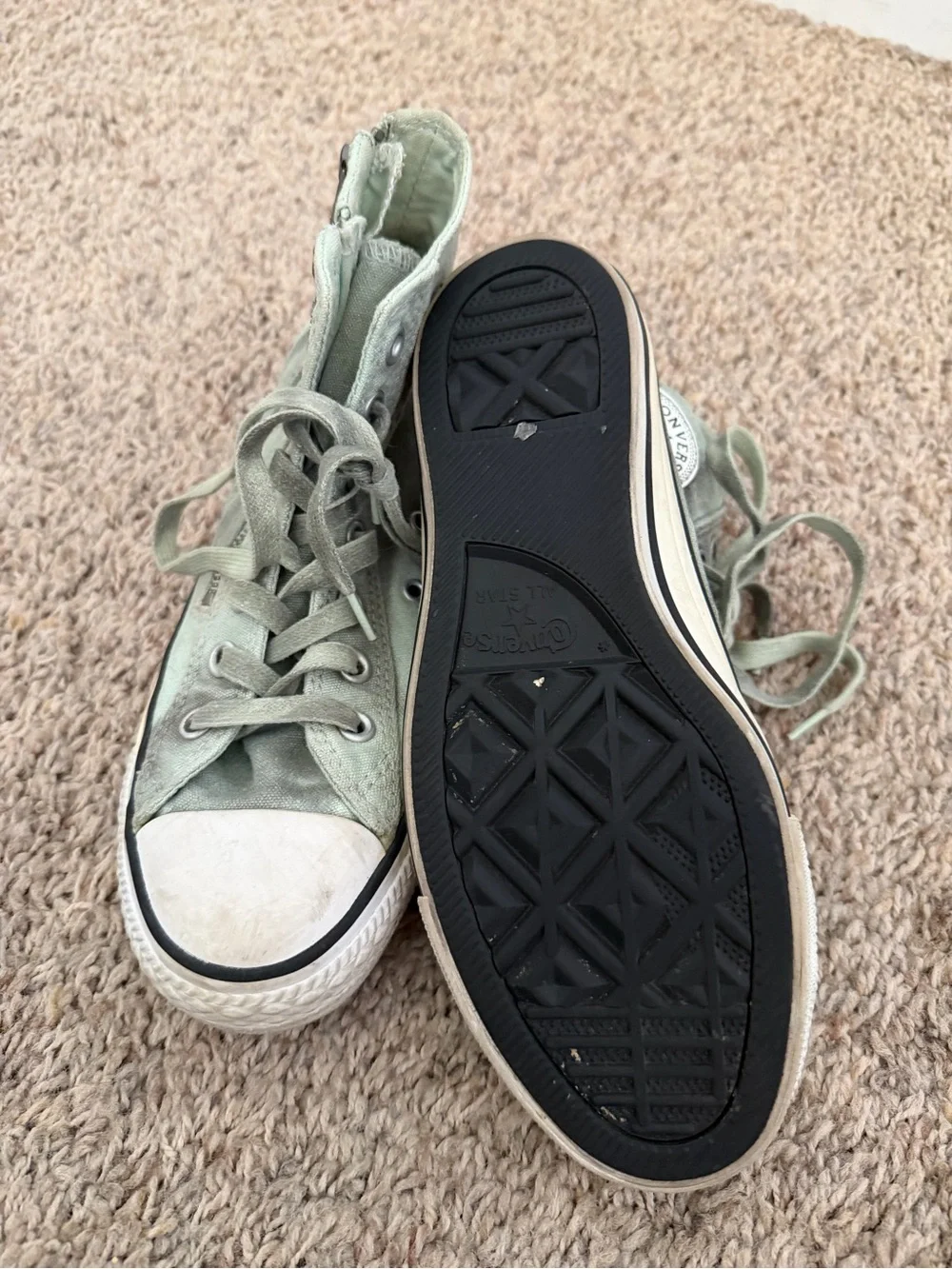 Converse High-Top Sneakers in Faded Sage Green - Picture 3 of 4